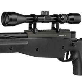 Kleinbild 8 Well L96 AWS-338 Snipergewehr inkl. Zweibein / Zielfernrohr Springer 6mm BB schwarz - Spiral Barrel Edition