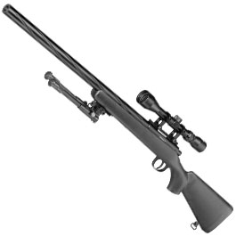 Well M700 Snipergewehr inkl. Zweibein / Zielfernrohr Springer 6mm BB schwarz - Spiral Barrel Edition