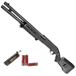Cyma M870 MP-Style Shotgun Long-Type Tri-Barrel Vollmetall Springer 6mm BB schwarz