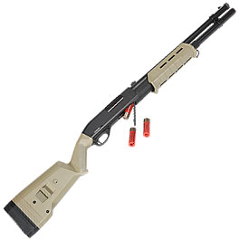 Cyma M870 MP-Style Shotgun Long-Type Tri-Barrel Vollmetall Springer 6mm BB Dark Earth Bild 5