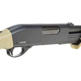 Cyma M870 MP-Style Shotgun Long-Type Tri-Barrel Vollmetall Springer 6mm BB Dark Earth Bild 8