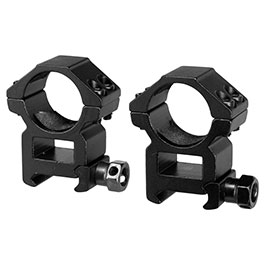 Double Bell High Profile Rings fr 25,4 mm ZF f. 20 - 22 mm Schiene (2 Stck) schwarz