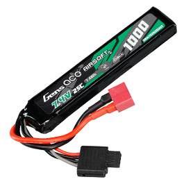 Gens Ace G-Tech Airsoft LiPo Akku 7,4V 1000mAh 25C / 80C Stock-Tube Type m. T-Stecker Anschluss