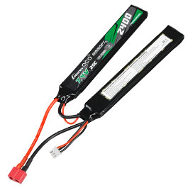 Gens Ace Airsoft LiPo Akku 7,4V 2400mAh 25C / 80C Small-Long Two-Panel Type m. T-Stecker Anschluss