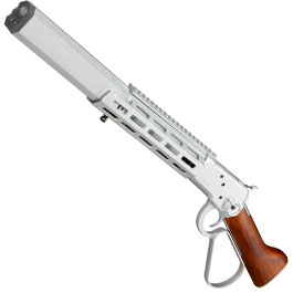A&K M1873R Medium LOCK Unterhebelrepetiergewehr Gas-Bolt-Action 6mm BB silber - Echtholz Version