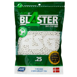 ASG Alpha Blaster Bio PLA Grade IV Precision BBs 0,25g 4.000er / 1kg Beutel weiss