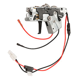 ICS M4 / M16 Ambi Split-Design Gearbox komplett mit Mosfet unten silber - Kabel hinten - MA-387