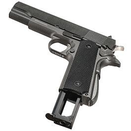 Well M1911A1 Vollmetall CO2 Blowback 6mm BB grau inkl. Koffer Bild 5