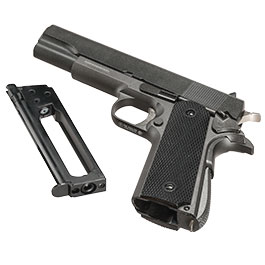 Well M1911A1 Vollmetall CO2 Blowback 6mm BB grau inkl. Koffer Bild 6