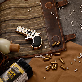 Kleinbild 1 MaxTact Derringer Double Barrel Vollmetall Gas 6mm BB gold - Black Screw Version