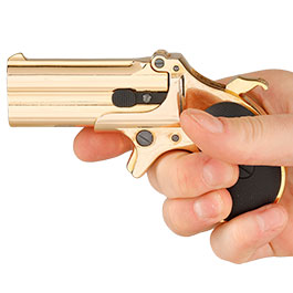 Kleinbild 3 MaxTact Derringer Double Barrel Vollmetall Gas 6mm BB gold - Black Screw Version