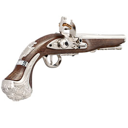 Kleinbild 6 HFC George Washington Flintlock Pistole 18th Century Vollmetall CO2 holzoptik silber