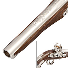 Kleinbild 9 HFC George Washington Flintlock Pistole 18th Century Vollmetall CO2 holzoptik silber