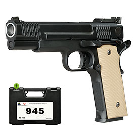 Produktbild zu Double Bell M945 Vollmetall GBB 6mm BB schwarz inkl. Pistole ...