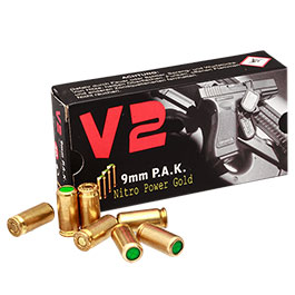 Pobjeda Knallpatronen vermessingt V2 Gold 9mm P.A.K. 50 Stck