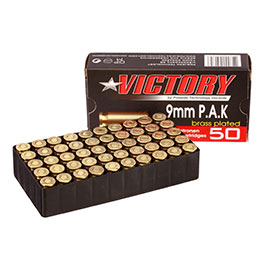 Victory Knallpatronen Kal. 9mm P.A.K. mit vermessingter Stahlhlse 50 Stck
