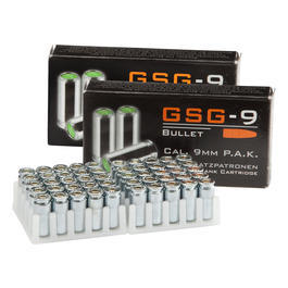 100 Schuss GSG-9 Bullet Platzpatronen / Knallpatronen 9mm P.A.K.