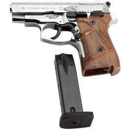 Zoraki 914 Schreckschuss Pistole 9mm P.A.K. chrom graviert mit Kunststoffgriff Bild 4