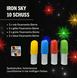 Kleinbild 1 Iron Sky farbintensive Feuerwerk Signalsterne 10 Schuss bunt gemischt