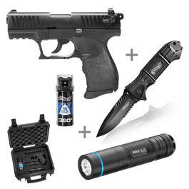 Walther P22Q Schreckschuss Pistole 9mm P.A.K. R2D-Kit inkl. Pfefferspray, Messer, Lampe, Waffenkoffer
