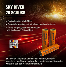 Kleinbild 1   Sky Diver Signaleffekte mit Knistereffekt und Leuchtsternen 20 St�ck