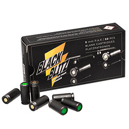 Pobjeda Black Blitz Knallpatronen 9mm P.A.K. schwarze Messinghlse 50 Schuss