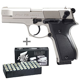 Walther P88 Schreckschuss Pistole bicolor Kal. 9mm P.A.K. + 50 Schuss Pobjeda Steel Blitz
