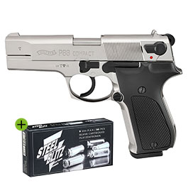 Walther P88 Schreckschuss Pistole bicolor Kal. 9mm P.A.K. + 50 Schuss Pobjeda Steel Blitz