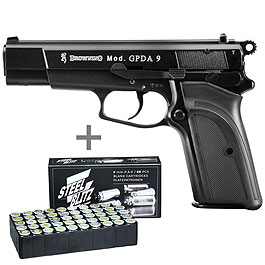 Browning GPDA9 Schreckschuss Pistole 9mm P.A.K. brniert + 50 Schuss Pobjeda Steel Blitz