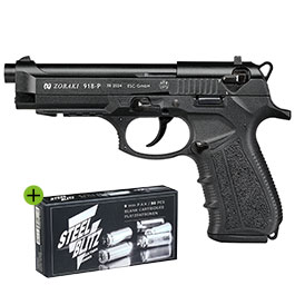 Zoraki 918 Schreckschuss-Pistole Kal. 9mm P.A. brniert inkl. 50 Schuss Pobjeda Steel Blitz