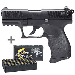 Walther P22Q Schreckschuss Pistole Kal. 9mm P.A.K. brniert + 50 Schuss Black Blitz