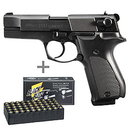 Walther P88 Schreckschuss Pistole Kal. 9mm P.A.K. brniert + 50 Schuss Pobjeda Black Blitz