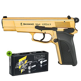 Browning GPDA 9 Schreckschuss Pistole Kal. 9mm P.A.K. gold finish + 50 Schuss Pobjeda Black Blitz
