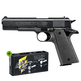 Colt Government 1911 A1 Schreckschusspistole Kal. 9mm P.A.K. brniert + 50 Schuss Pobjeda Black Blitz