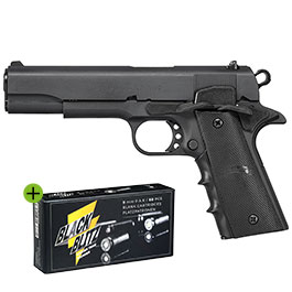 ME 1911 Schreckschuss Pistole Kal. 9mm P.A.K. brniert + 50 Schuss Black Blitz Platzpatronen