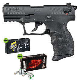 Walther P22Q Schreckschuss Pistole 9mm P.A.K. schwarz inklusive 2x 50 Platzpatronen SET