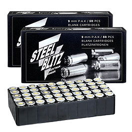 Pobjeda Steel Blitz Knallpatronen 9mm P.A.K. Messinghlse 100 Schuss
