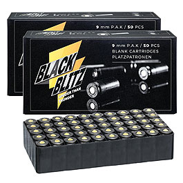 Pobjeda Black Blitz Knallpatronen 9mm P.A.K. schwarze Messinghlse 100 Schuss