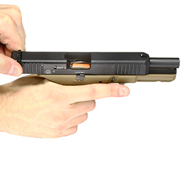 Glock 17 Gen5 Schreckschuss Pistole 9mm P.A.K. coyote French Army Edition inkl. Glock Koffer und Wechsel-Griffrücken Bild 11