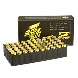 Pobjeda Brass Blitz Knallpatronen 9mm P.A.K. 50 Stck - Messinghlse