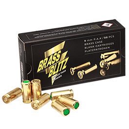Pobjeda Brass Blitz Knallpatronen 9mm P.A.K. 50 Stck - Messinghlse