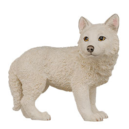 Dekofigur weier Wolf Welpe stehend 11 x 12 cm