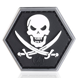 JTG 3D Rubber Patch mit Klettflche Pirate Skull schwarz/wei