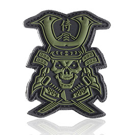 101 INC 3D Rubber Patch Samurai Skull grn Klettflche