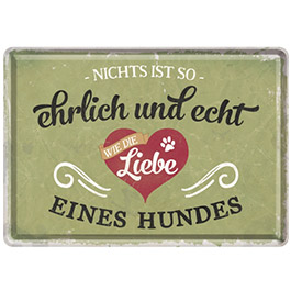 Blechpostkarte PfotenSchild Ehrlich und Echt