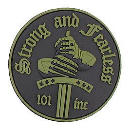 3D Rubber Patch mit Klettflche Strong and Fearless schwarz/oliv
