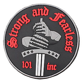3D Rubber Patch mit Klettflche Strong and Fearless schwarz/rot