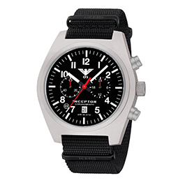 KHS Armbanduhr Inceptor Steel Chronograph Natoband schwarz ZB schwarz