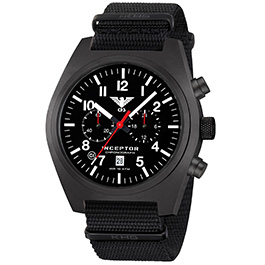 KHS Armbanduhr Inceptor Black Steel Chronograph Natoband schwarz ZB schwarz