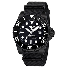 KHS Armbanduhr Typhoon Black Steel Automatik Natoband schwarz